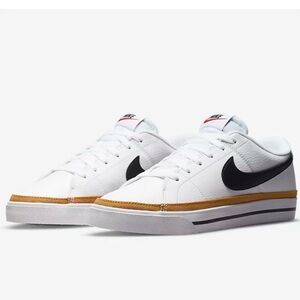 Nike Court Legacy Next Nature White and Black Sneakers with Tan Accent